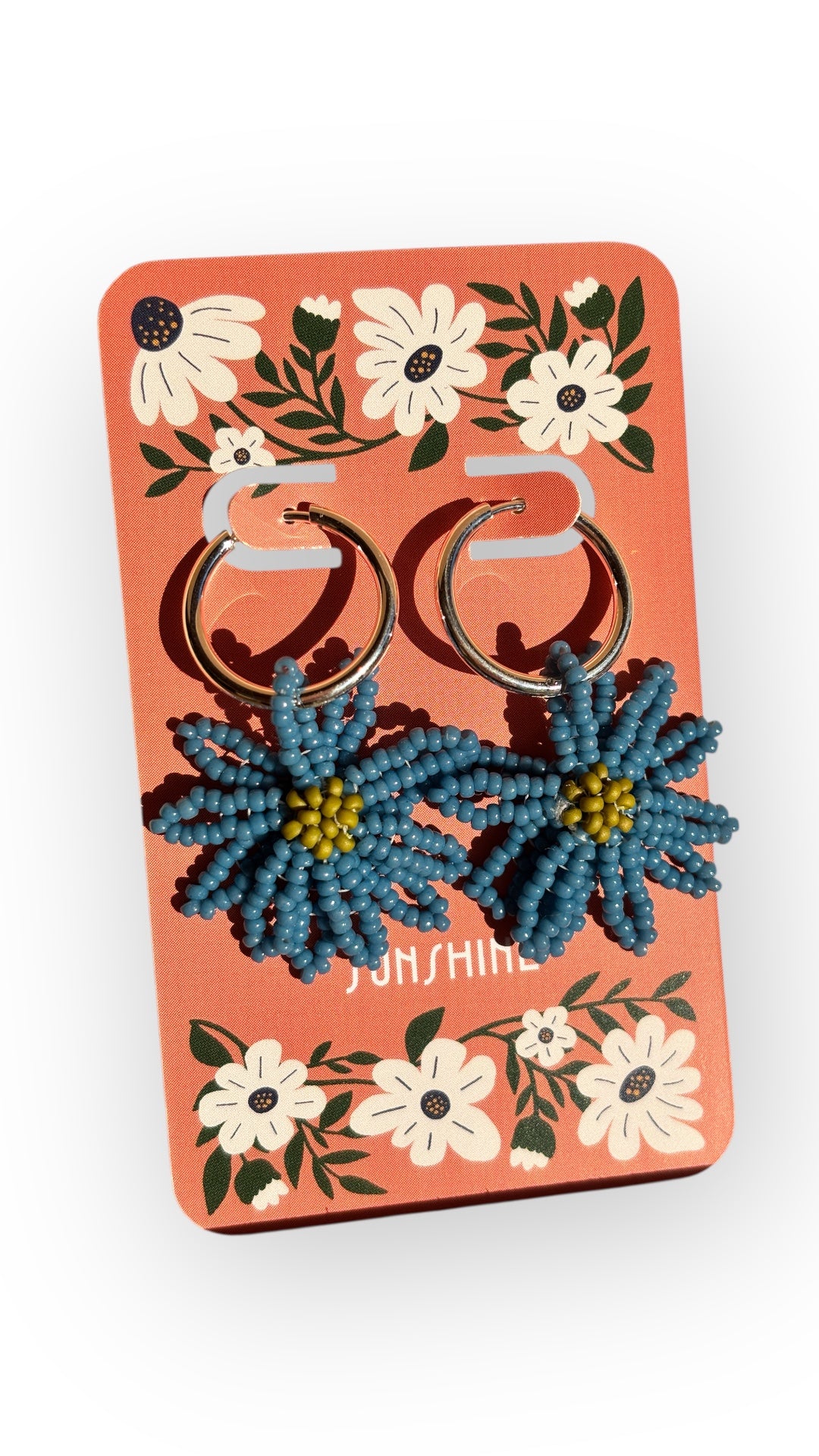3D Blue Sunflower Dangles