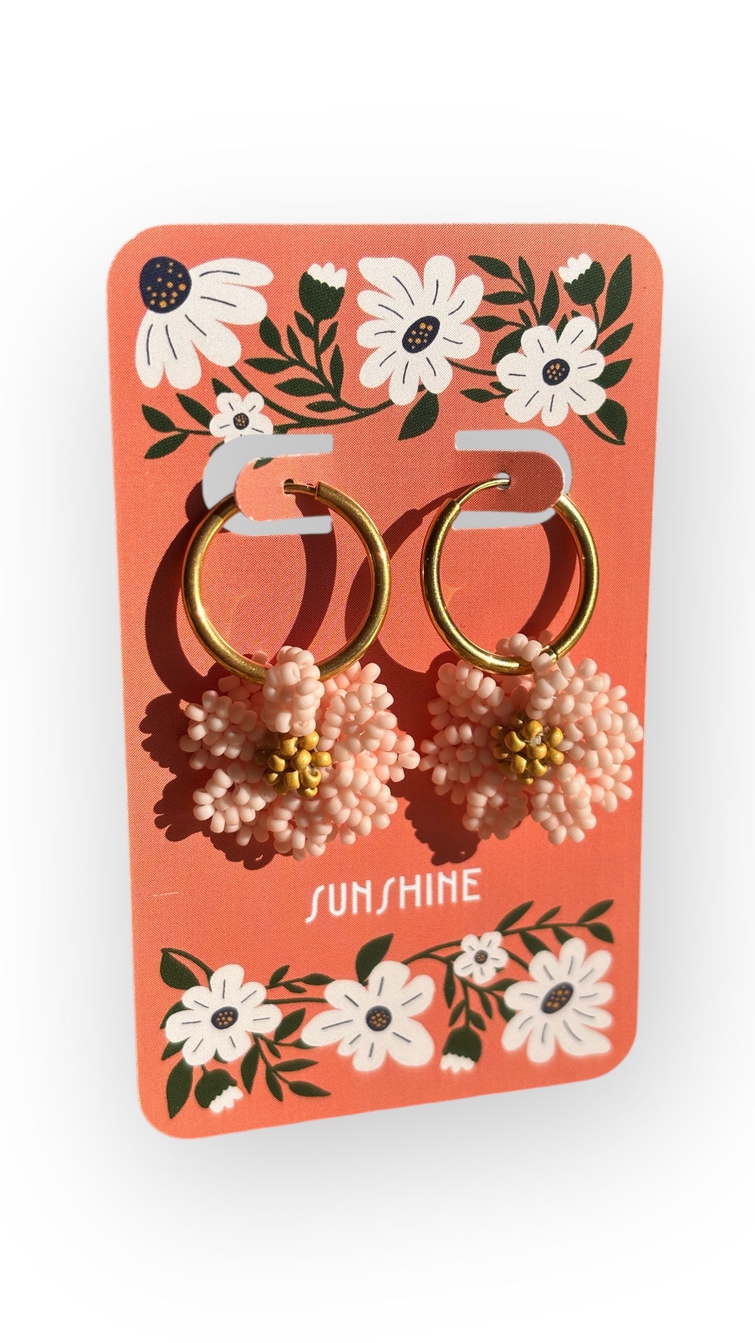 3D Pastel Pink Daisy Dangles