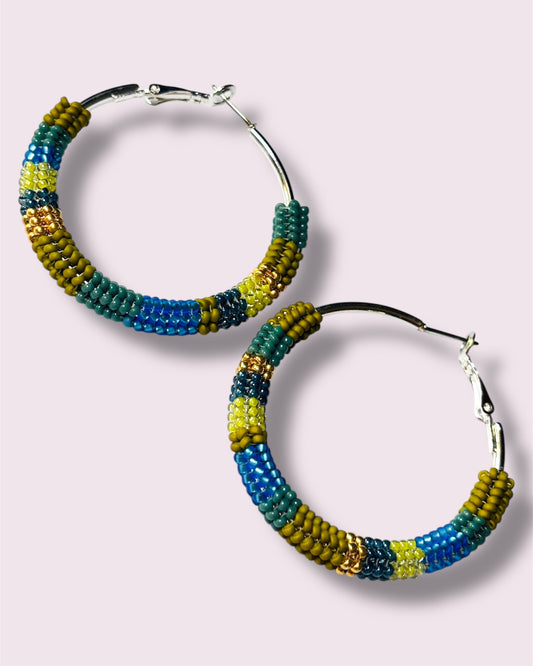 Blue Hoop Earrings