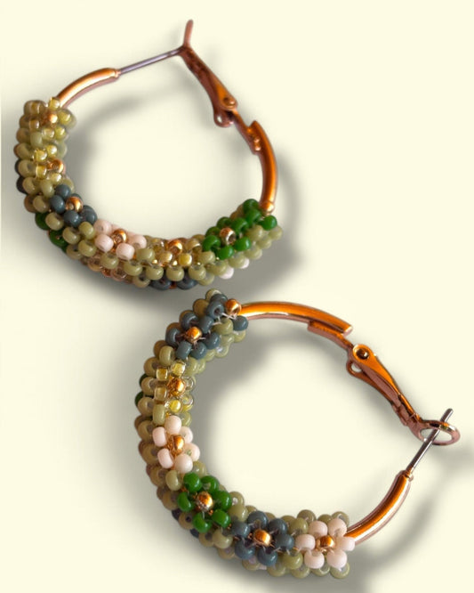 Leafy Floral Hoop Earrings