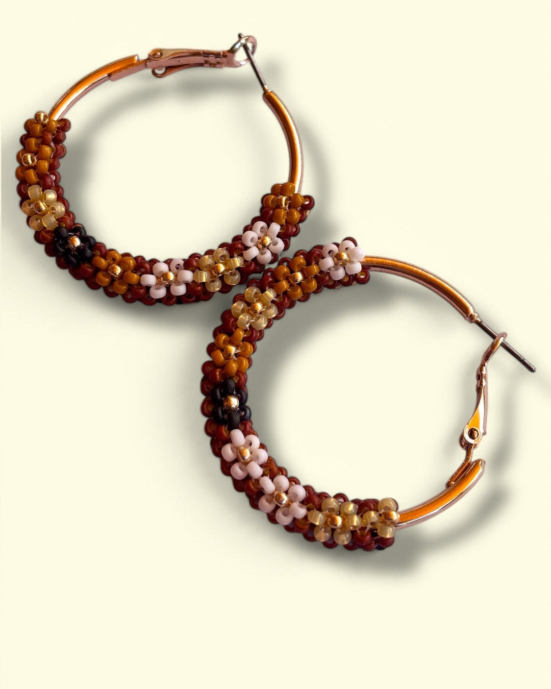 Chocolate Floral Hoop Earrings