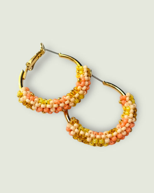 Pastel Pink Floral Hoop Earrings