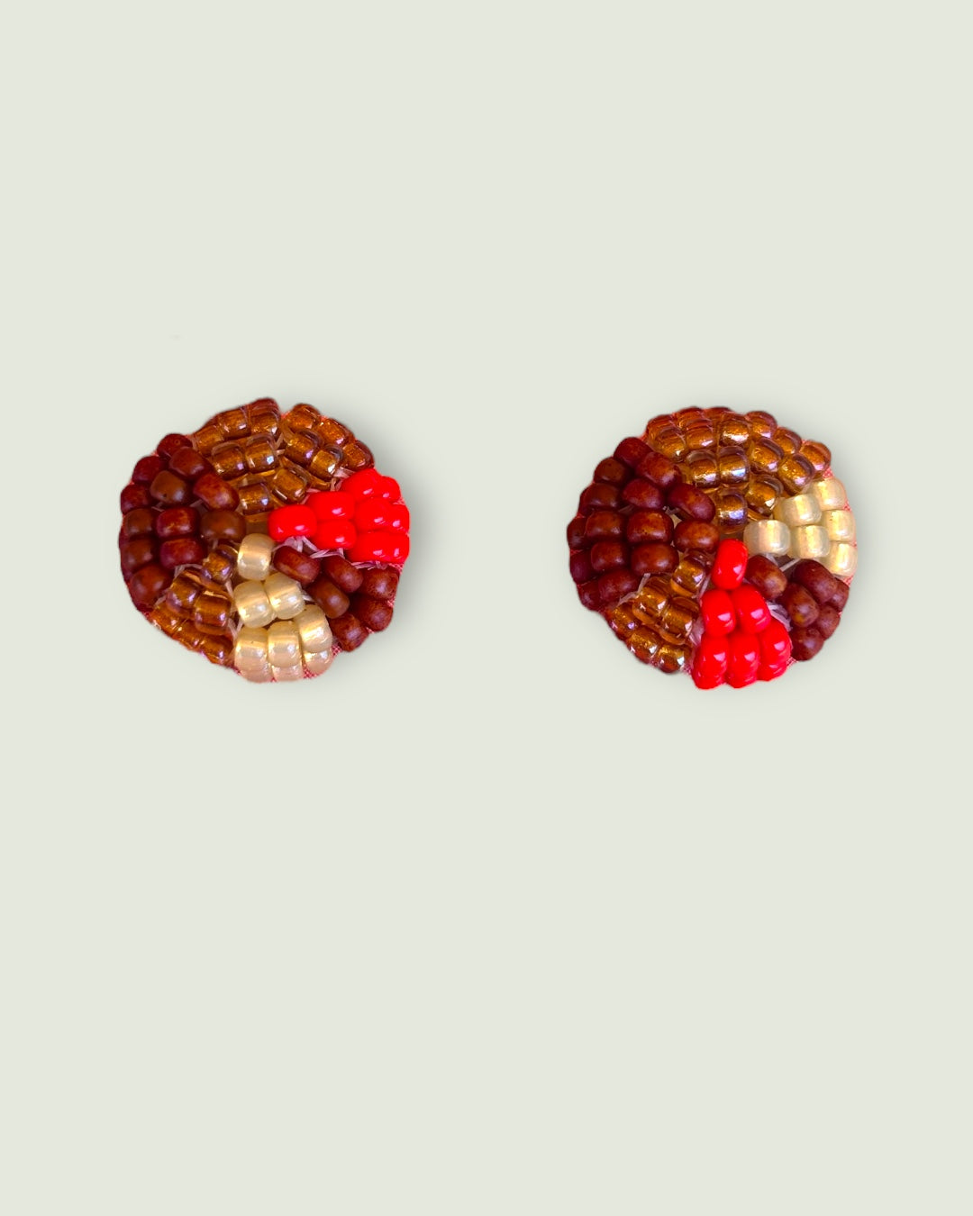 Red Brown Geometric Studs