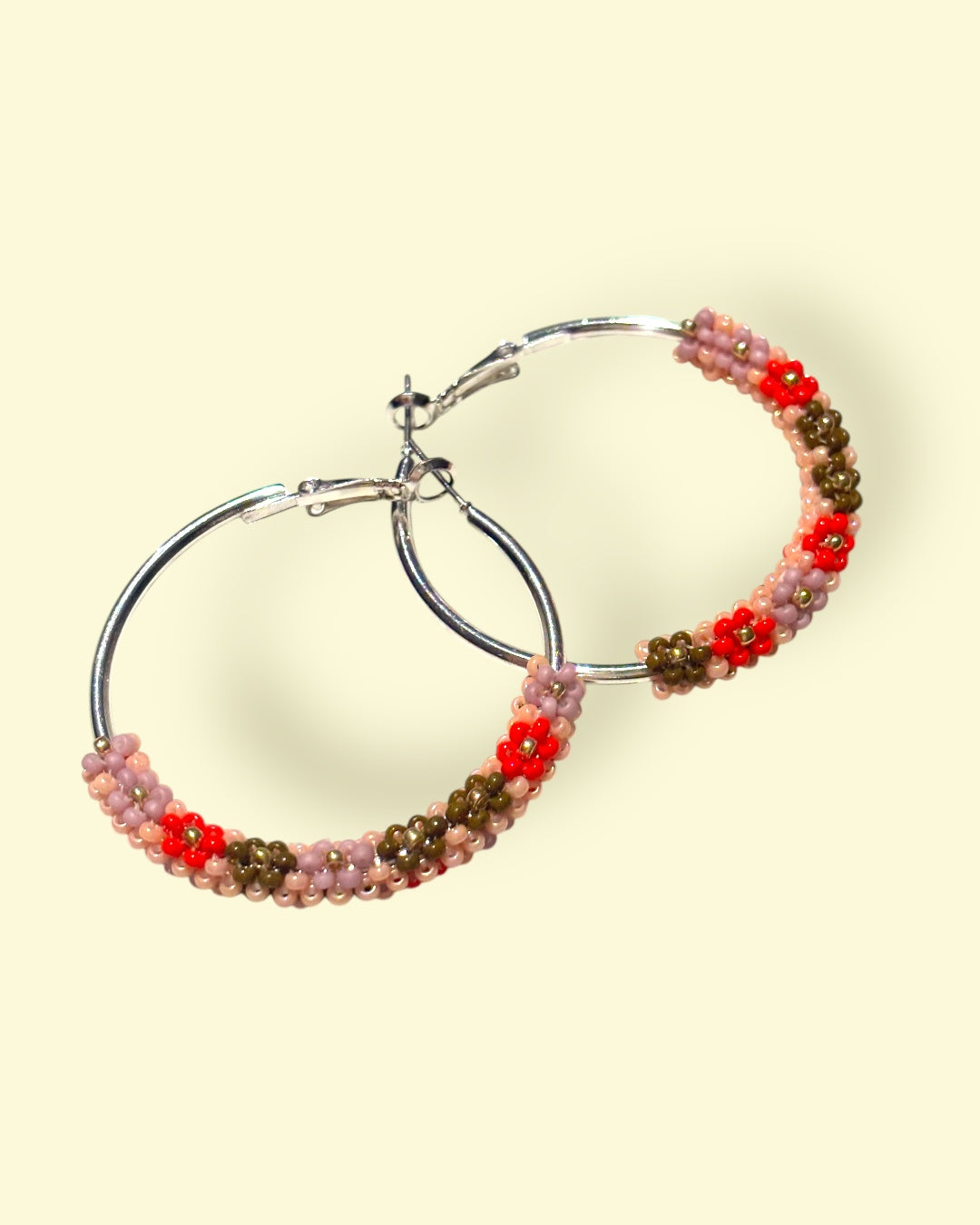 Lilac Floral Hoop Earrings