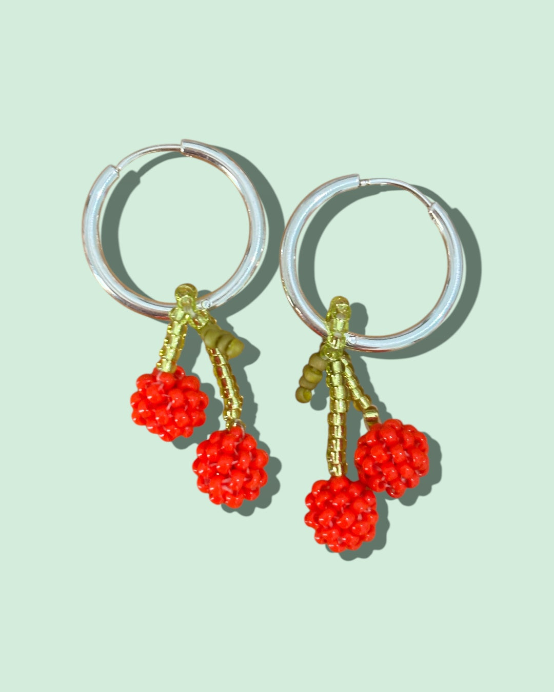 3D Hot Red Cherry Dangles