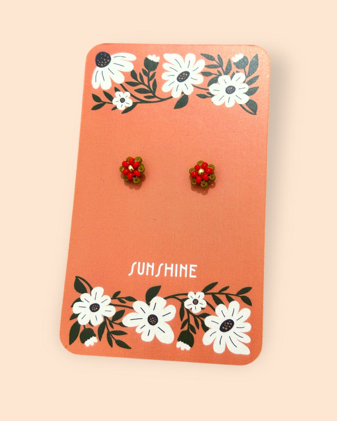 Teeny Tiny Red Daisy Studs