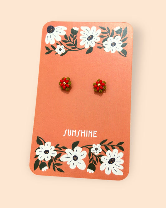 Teeny Tiny Red Daisy Studs