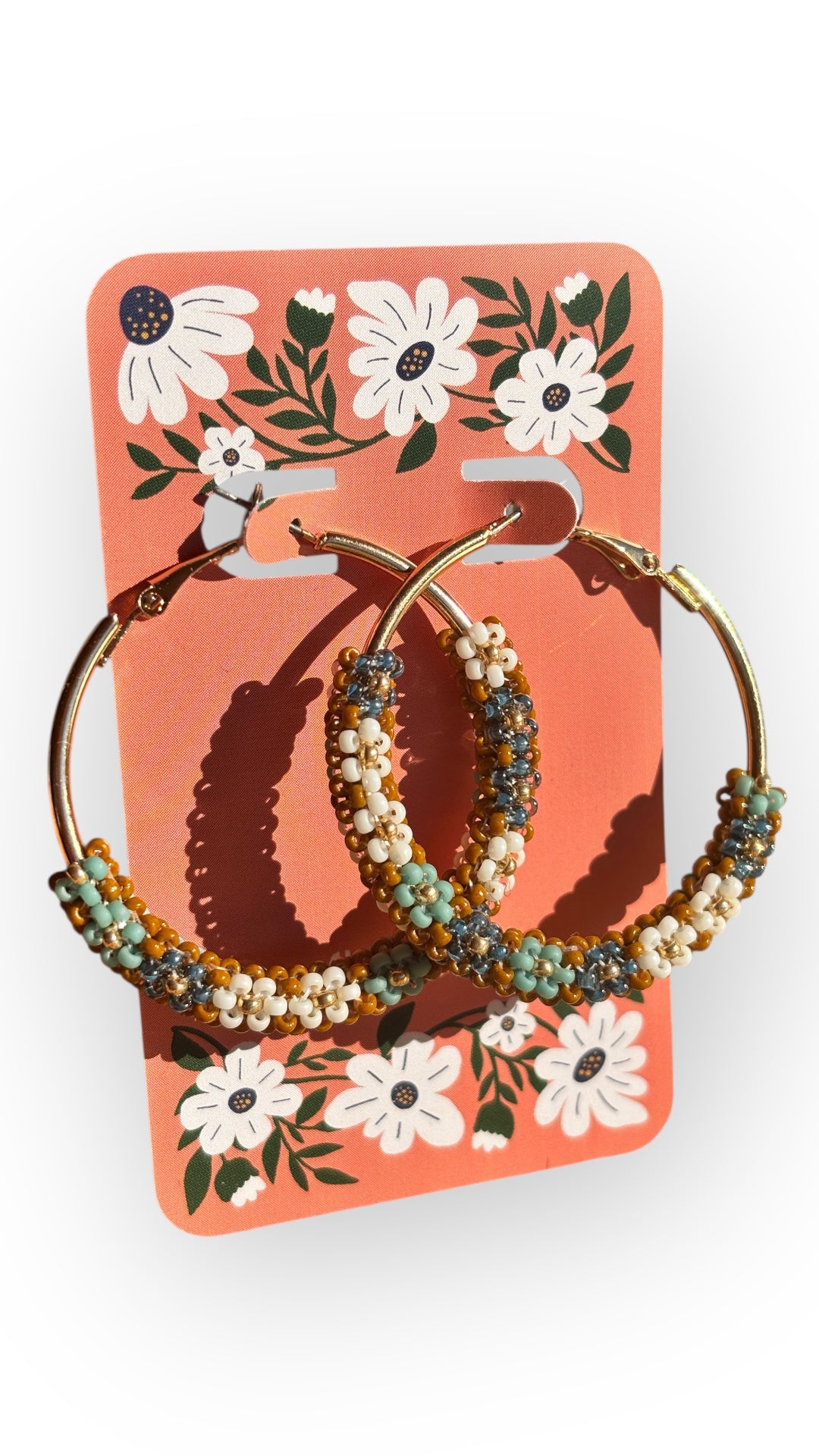 Minty Choc Floral Hoop Earrings
