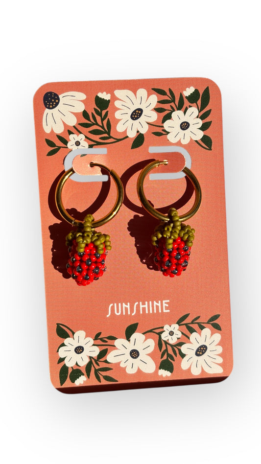 3D Ruby Strawberry Dangles