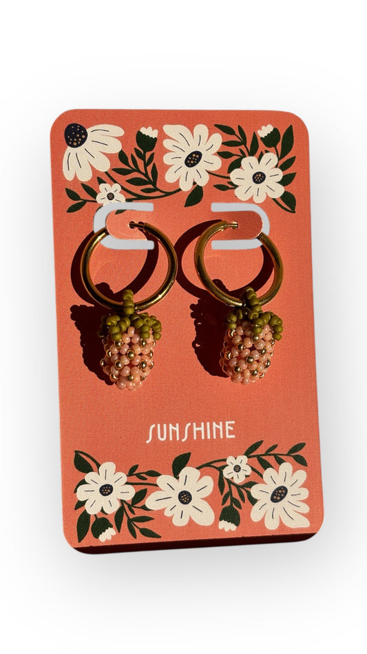 3D Pink Strawberry Dangles