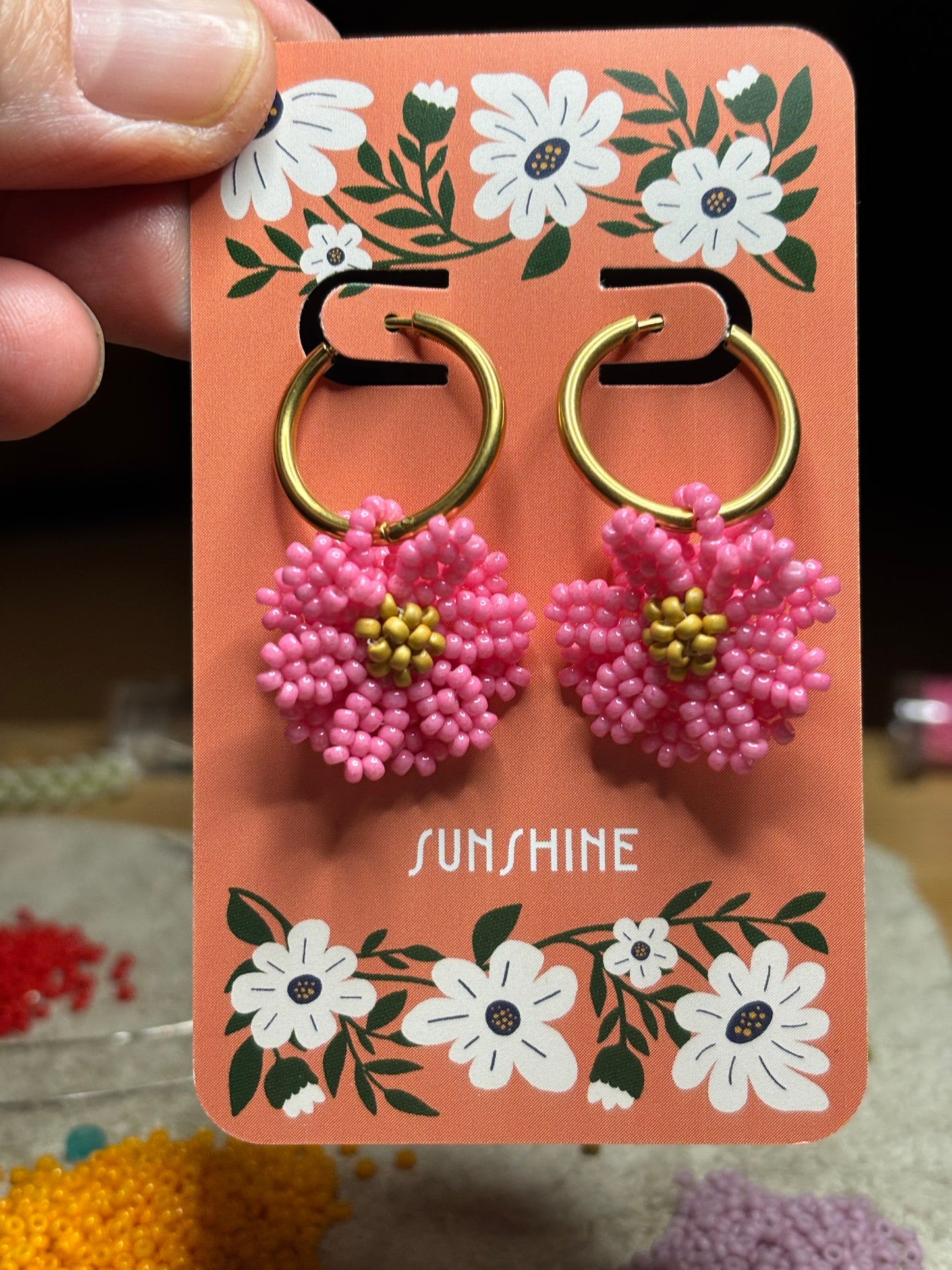 3D Passion Pink Daisy Dangles