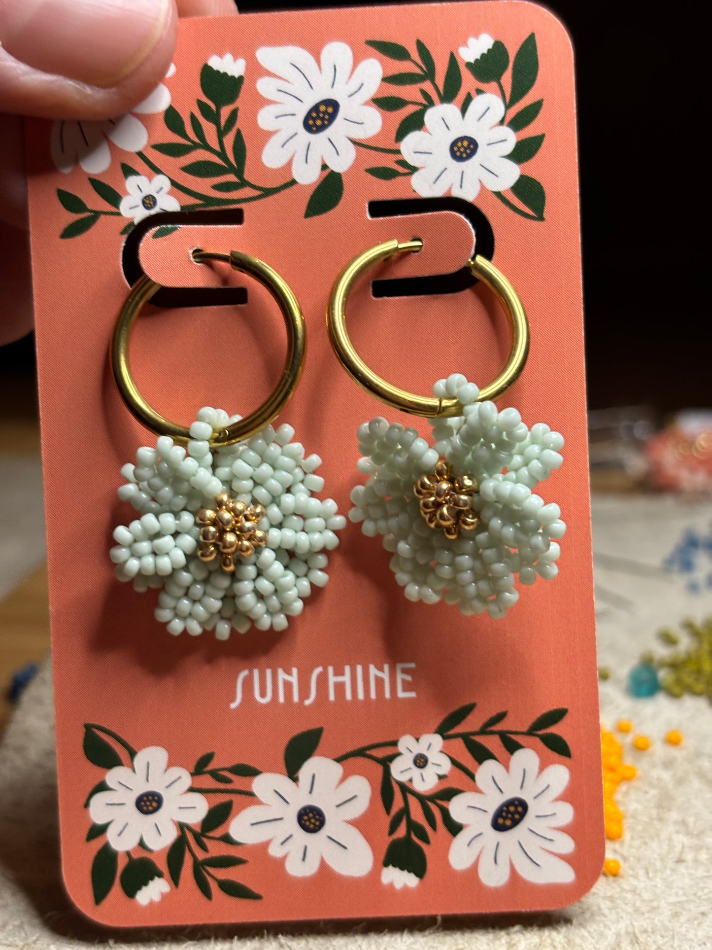 3D Seafoam Daisy Dangles