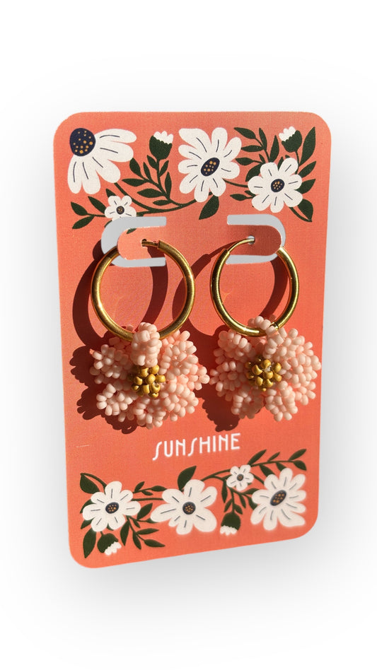 3D Pastel Pink Daisy Dangles