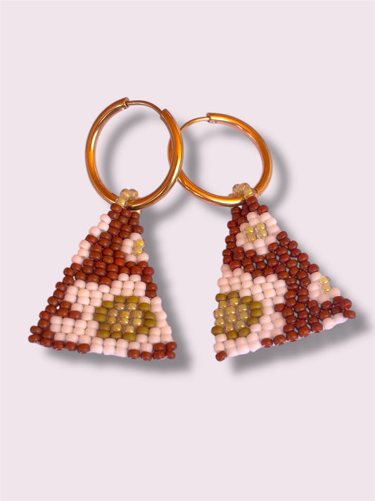 Retro Brown Floral Dangles