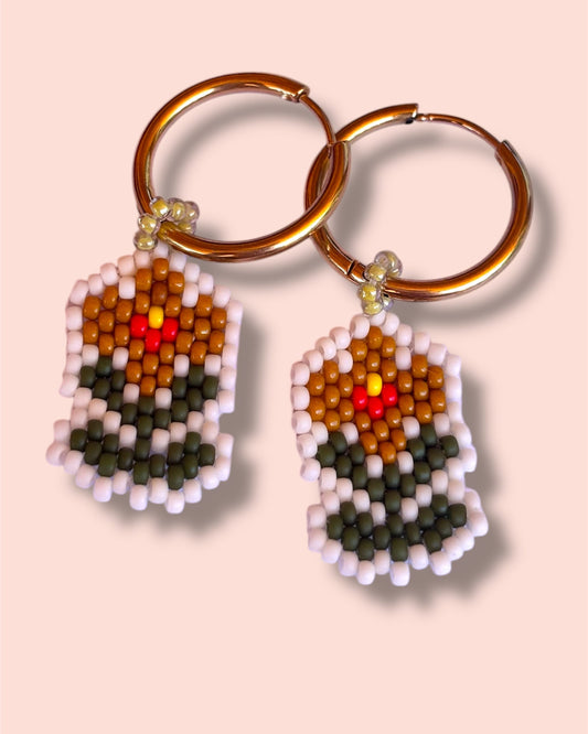 Tan Flower Earrings